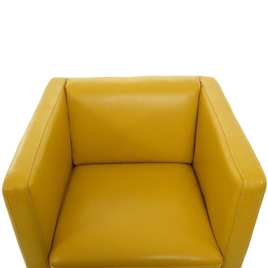Cute Yellow Leather Swivel Chair  alternate image, 6 of 9 images.