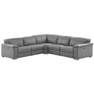 Charlie Gray Leather Power Reclining Sectional with 5PCS/3PWR