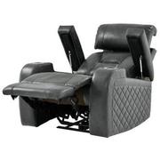 Gio Gray Leather Power Recliner  alternate image, 3 of 14 images.