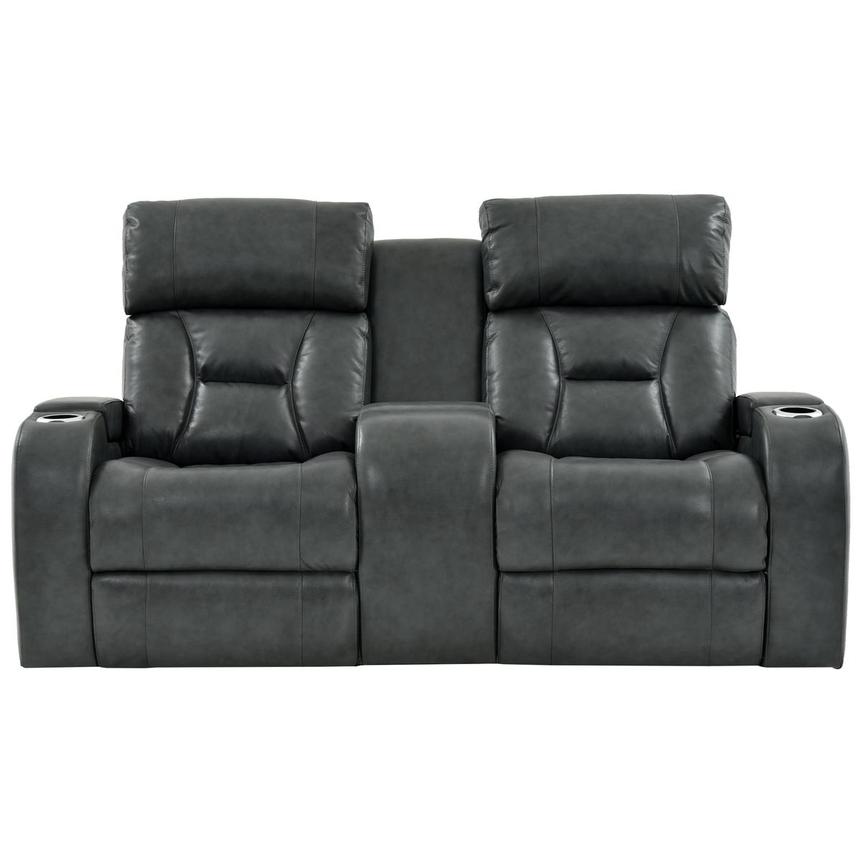 Gio Gray Leather Power Reclining Sofa w/Console  alternate image, 4 of 15 images.