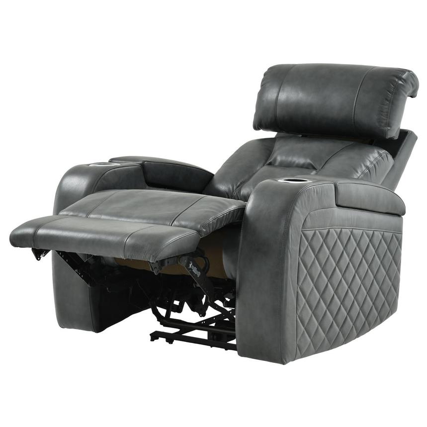 Gio Gray Leather Power Recliner alternate image, 2 of 14 images.