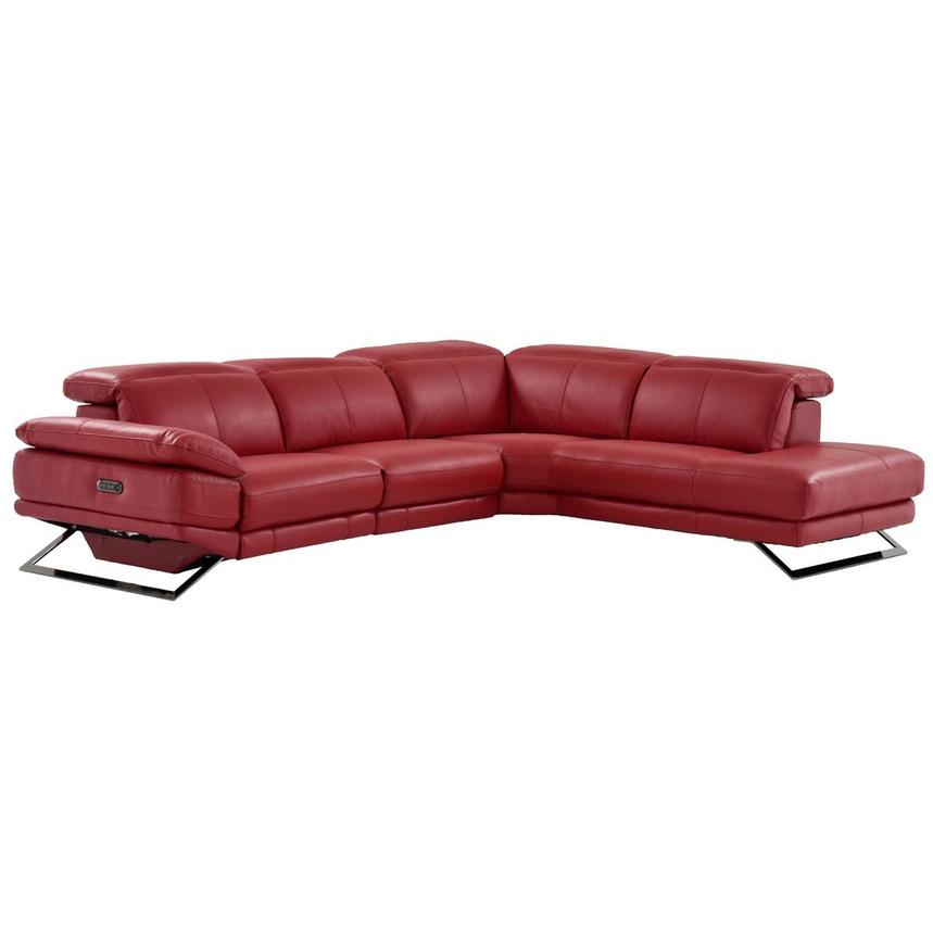 Toronto Red Leather Power Reclining Sofa w/Right Chaise  main image, 1 of 13 images.