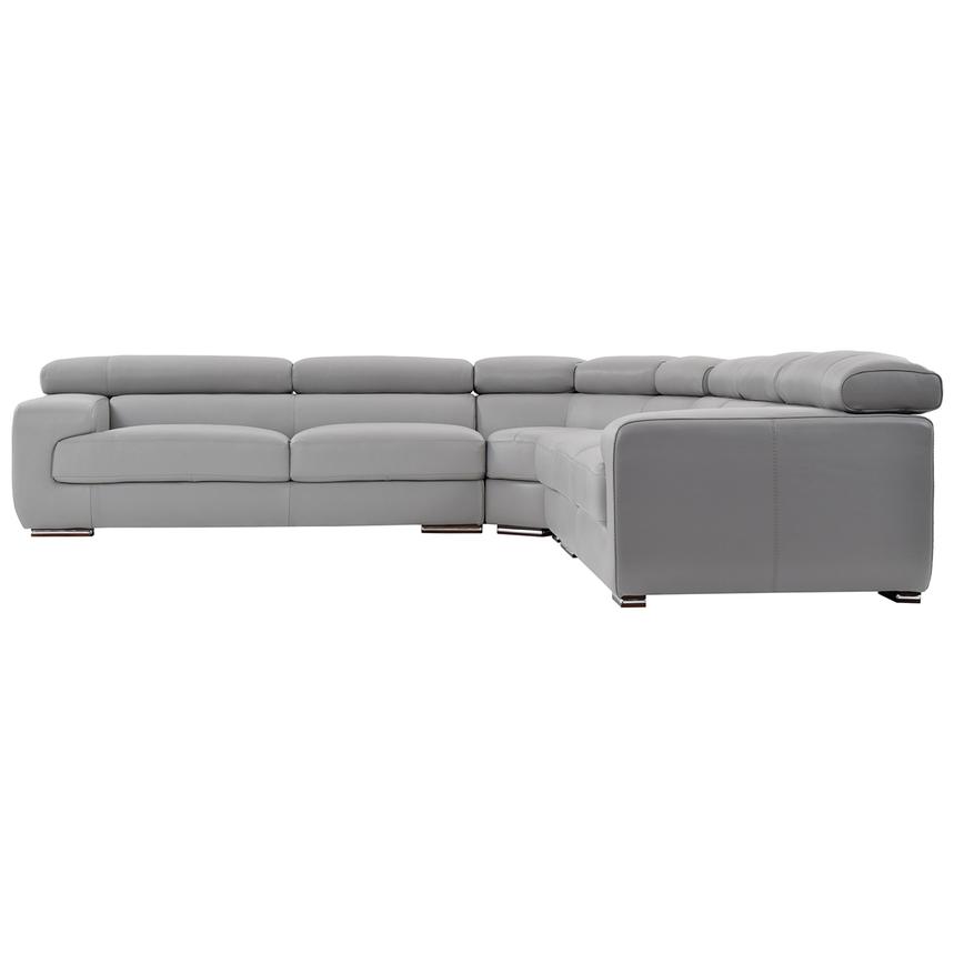 Grace Light Gray Leather Sectional Sofa  alternate image, 2 of 9 images.