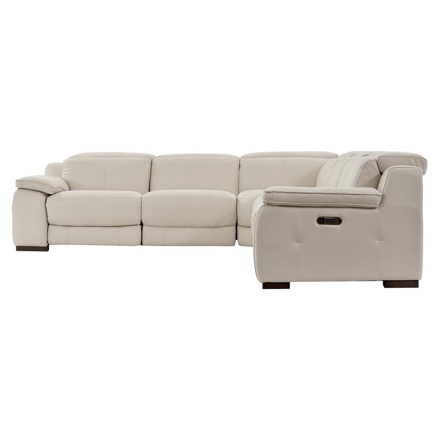 Gian Marco Light Gray Leather Power Reclining Sectional with 5PCS/2PWR  alternate image, 2 of 6 images.