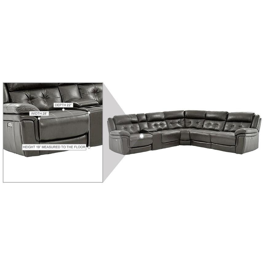 Stallion Gray Leather Power Reclining Sectional with 6PCS/3PWR  alternate image, 11 of 11 images.