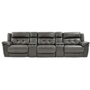 Stallion Gray Home Theater Leather Seating with 5PCS/2PWR  main image, 1 of 10 images.
