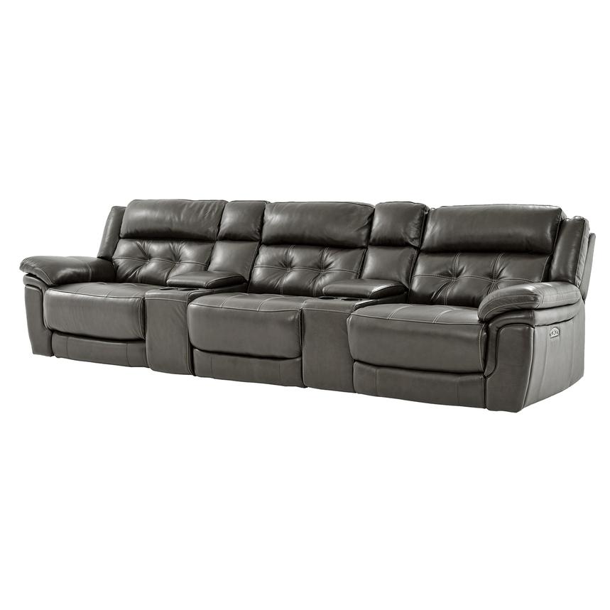 Stallion Gray Home Theater Leather Seating with 5PCS/2PWR  alternate image, 2 of 10 images.