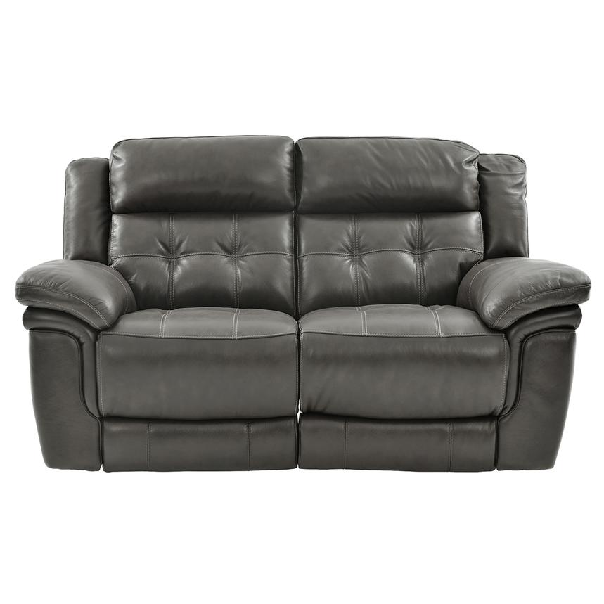 Stallion Gray Leather Power Reclining Loveseat  main image, 1 of 10 images.