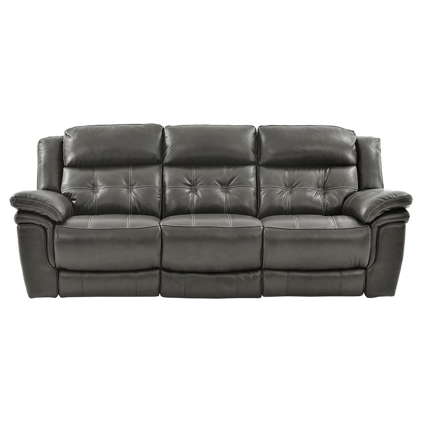 Stallion Gray Leather Power Reclining Sofa  main image, 1 of 10 images.