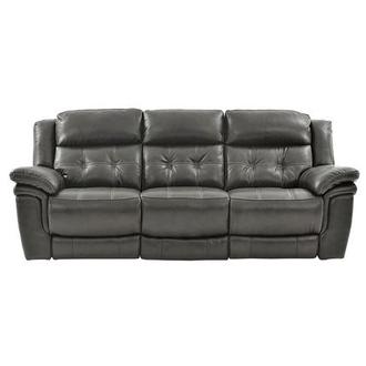 Stallion Gray Leather Power Reclining Sofa