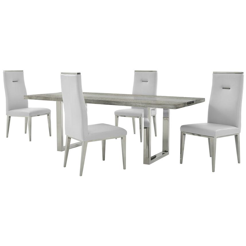 Skyscraper/Hyde I White 5-Piece Dining Set  main image, 1 of 12 images.