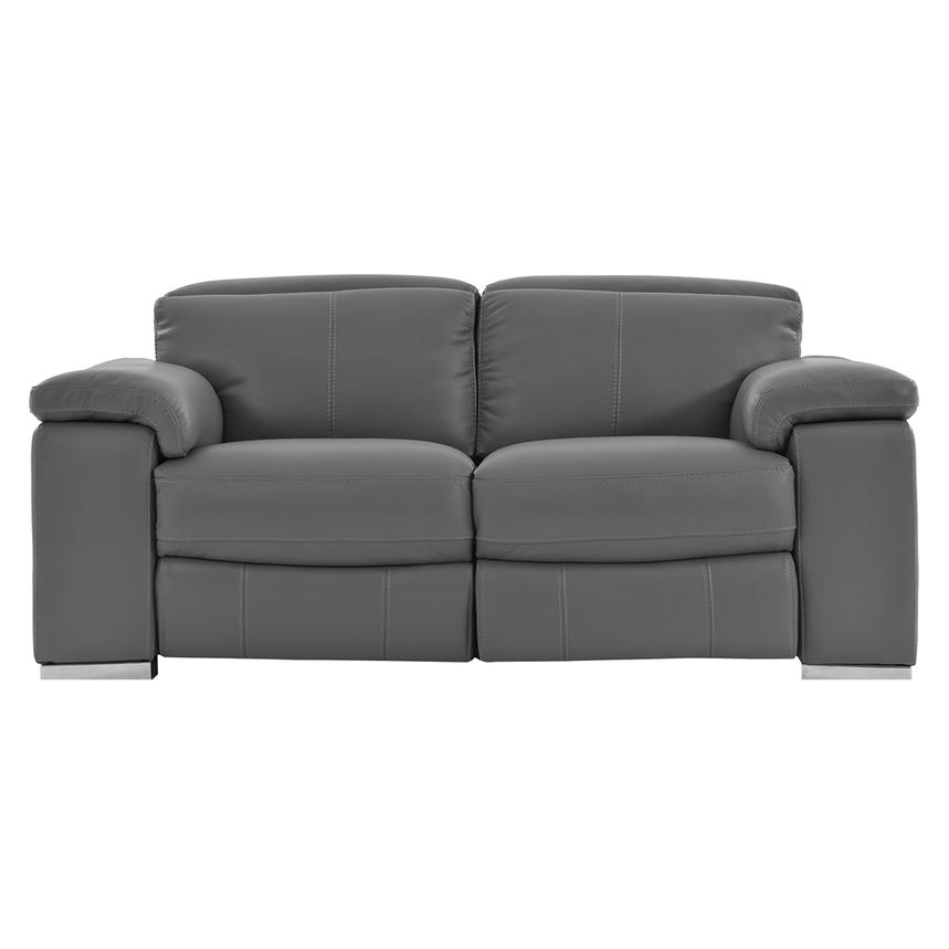Charlie Gray Leather Power Reclining Loveseat  main image, 1 of 11 images.