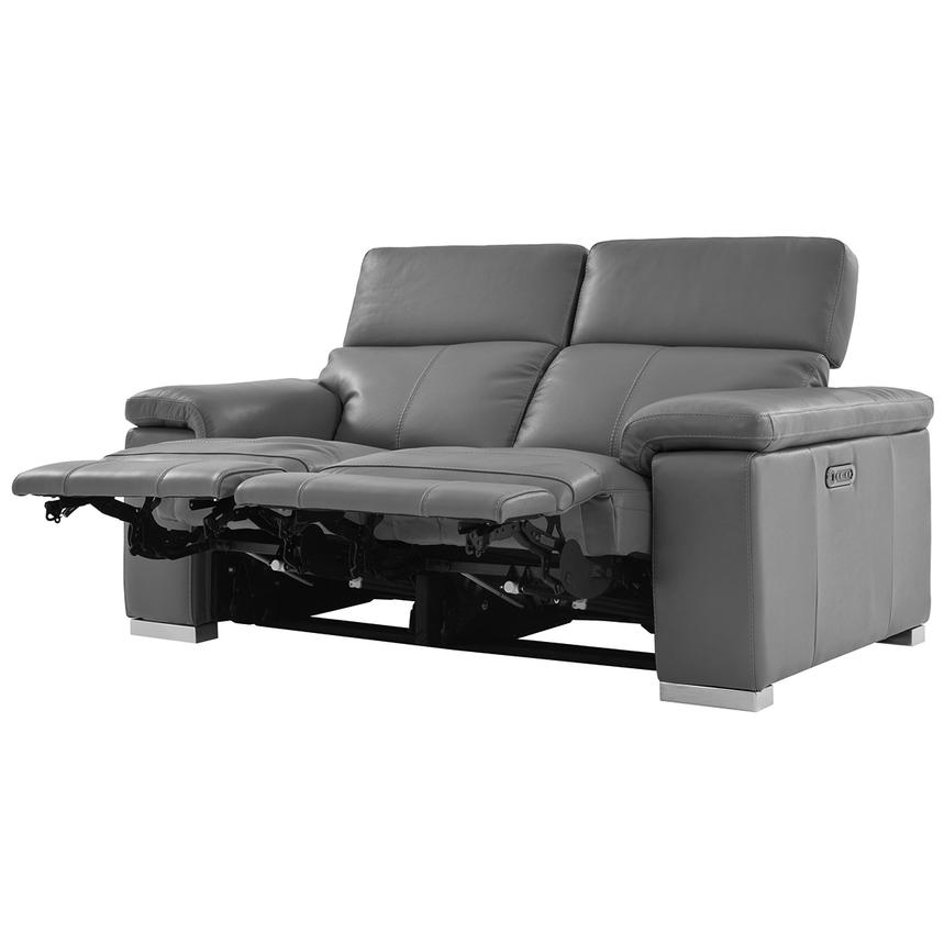 Grey leather reclining loveseat sale