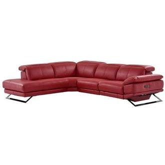 Toronto Red Leather Power Reclining Sofa w/Left Chaise