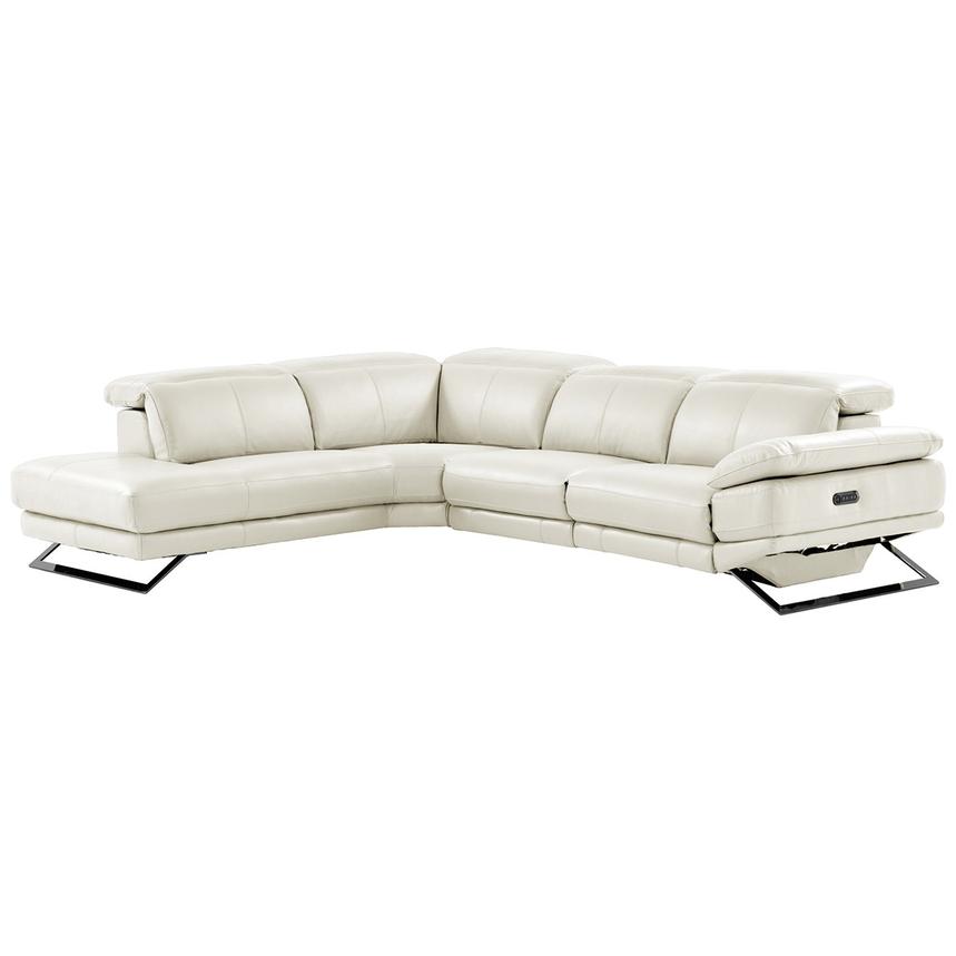 Toronto White Leather Power Reclining Sofa w/Left Chaise  main image, 1 of 11 images.