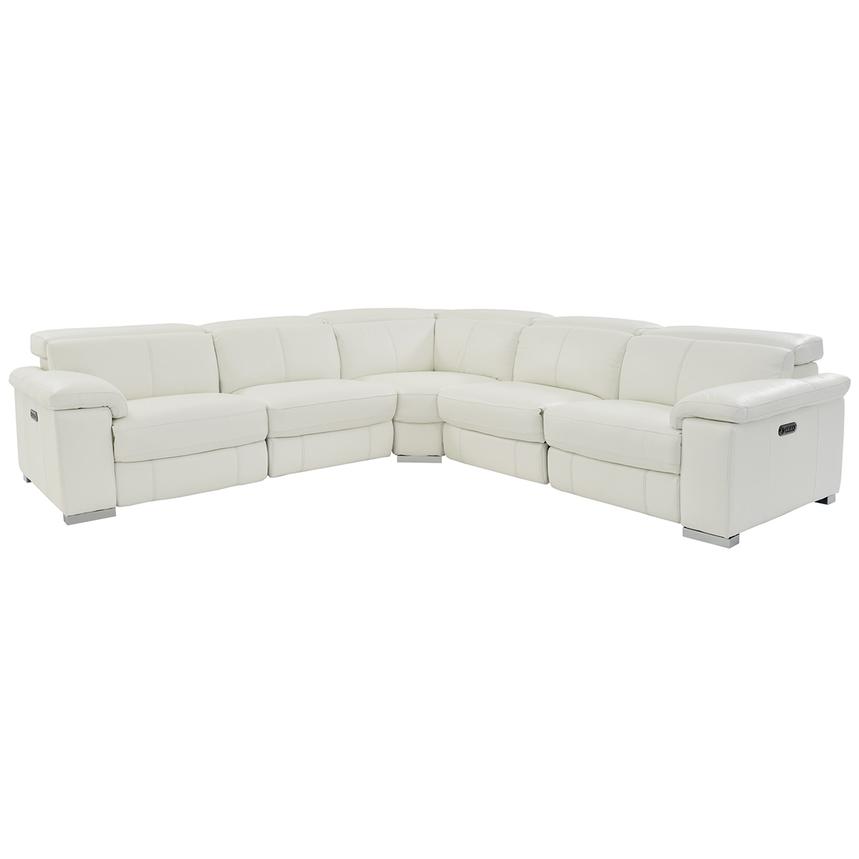 Charlie White Leather Power Reclining Sectional  main image, 1 of 12 images.