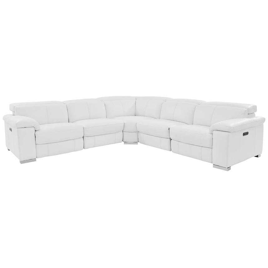 Charlie White Leather Power Reclining Sectional with 5PCS/3PWR  main image, 1 of 12 images.