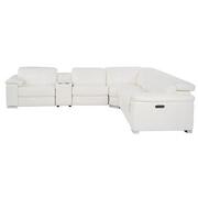 Charlie White Leather Power Reclining Sectional with 6PCS/3PWR  alternate image, 4 of 12 images.