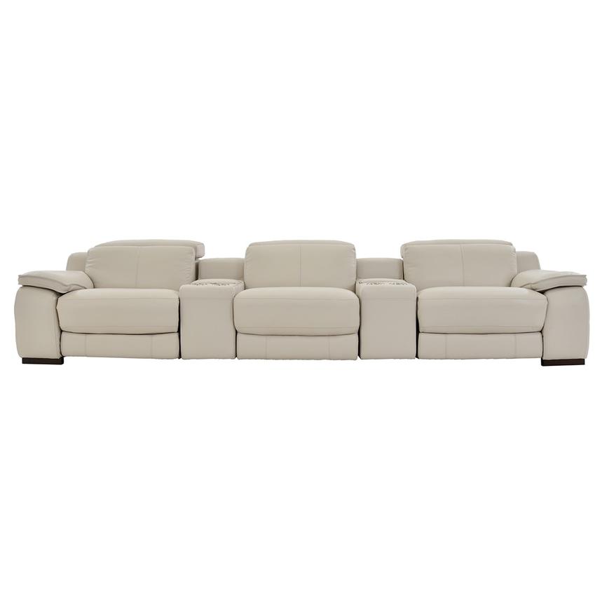 Gian Marco Light Gray Home Theater Leather Seating with 5PCS/2PWR  main image, 1 of 10 images.