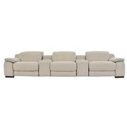 Gian Marco Light Gray Home Theater Leather Seating with 5PCS/2PWR  main image, 1 of 10 images.