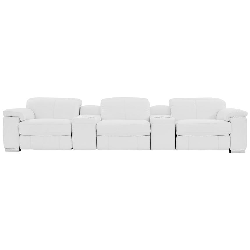 Charlie White Home Theater Leather Seating with 5PCS/2PWR  main image, 1 of 13 images.