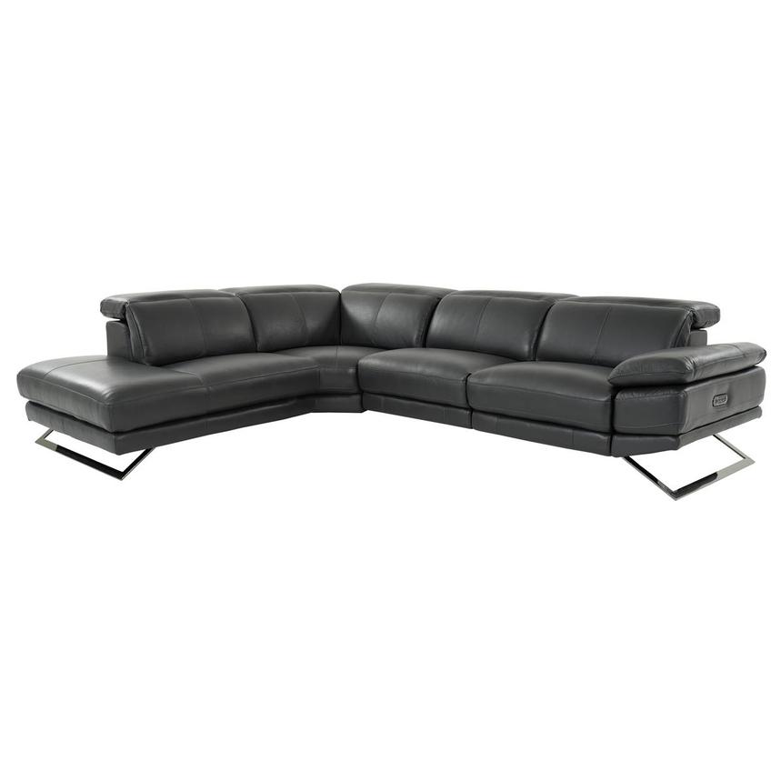 Toronto Dark Gray Leather Power Reclining Sofa w/Left Chaise  main image, 1 of 10 images.