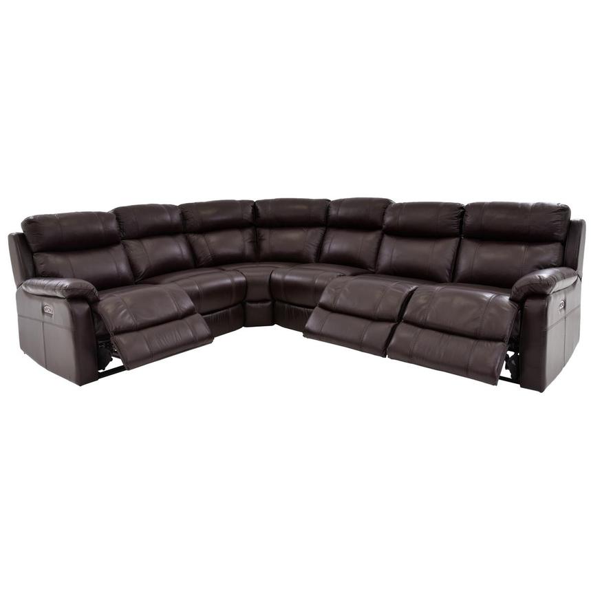 Ronald 2.0 Brown Leather Power Reclining Sectional with 6PCS/3PWR  alternate image, 2 of 6 images.