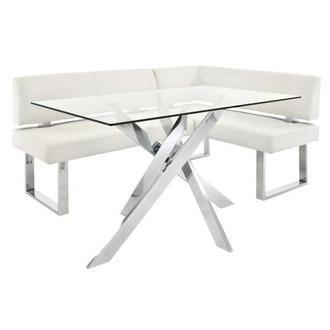 Linden Clear/White 2-Piece Right Corner Nook Set