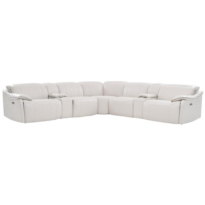 Austin Light Gray Leather Power Reclining Sectional with 7PCS/3PWR  main image, 1 of 10 images.