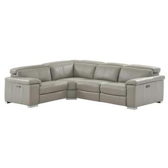 Charlie Light Gray Leather Power Reclining Sectional with 4PCS/2PWR