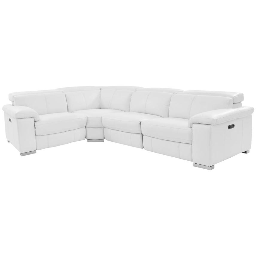 Charlie White Leather Power Reclining Sectional with 4PCS/2PWR  main image, 1 of 11 images.