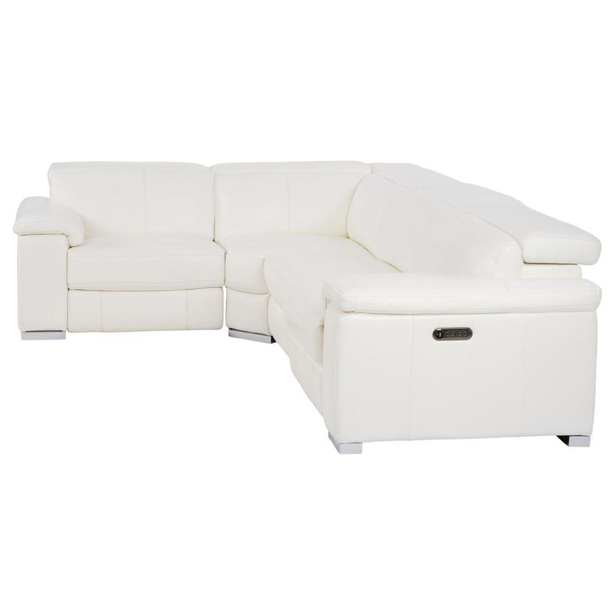 Charlie White Leather Power Reclining Sectional with 4PCS/2PWR  alternate image, 4 of 10 images.