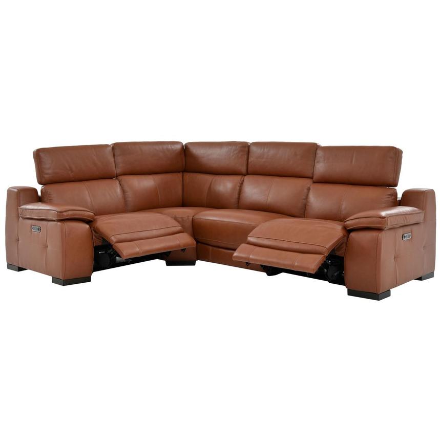 Gian Marco Tan Leather Power Reclining Sectional with 4PCS/2PWR alternate image, 2 of 7 images.