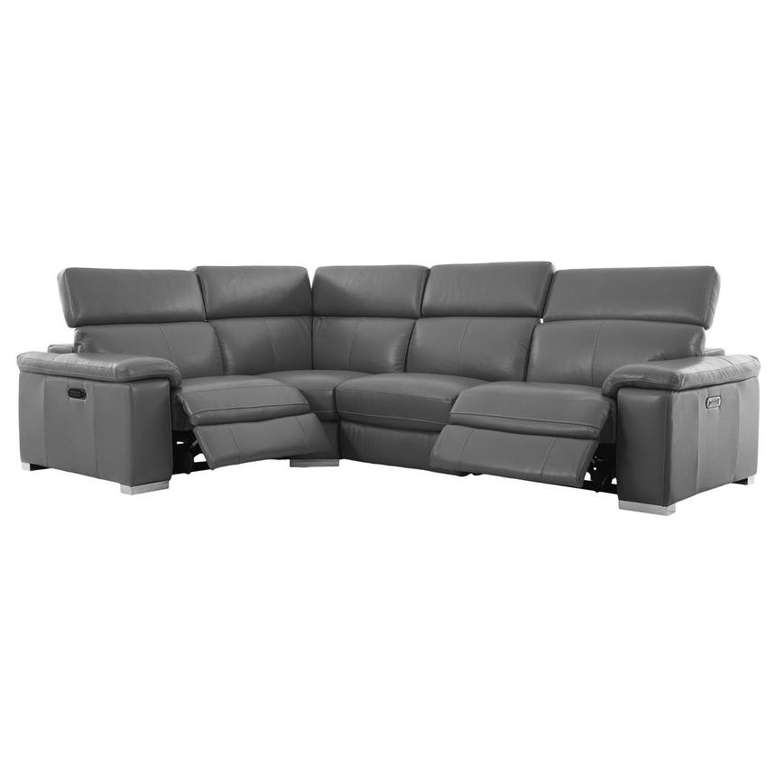 Charlie Gray Leather Power Reclining Sectional with 4PCS/2PWR El