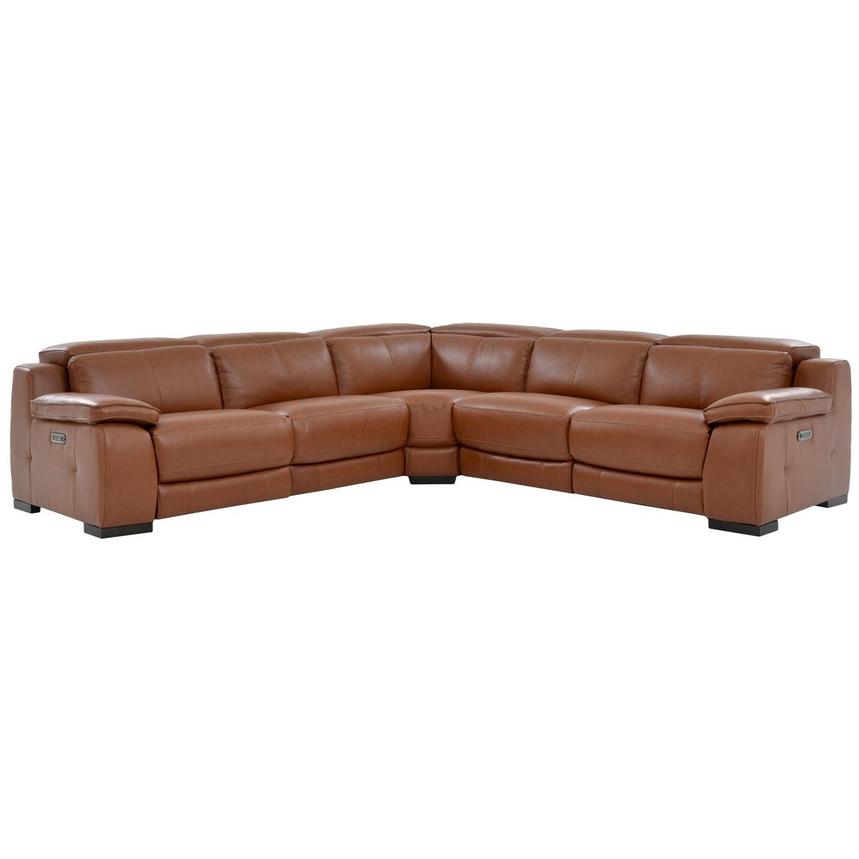 Gian Marco Tan Leather Power Reclining Sectional with 5PCS/3PWR  main image, 1 of 8 images.