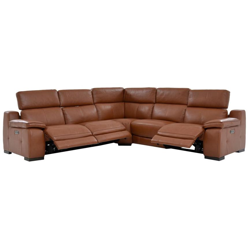 Gian Marco Tan Leather Power Reclining Sectional with 5PCS/3PWR alternate image, 2 of 7 images.