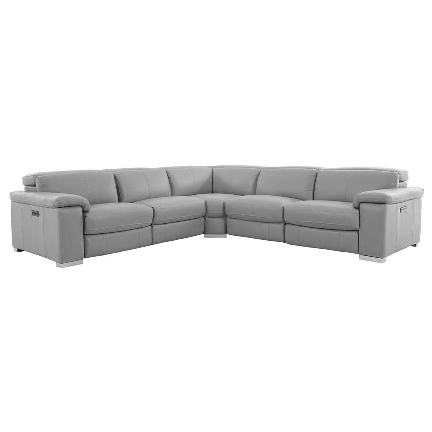 Charlie Light Gray Leather Power Reclining Sectional with 5PCS/3PWR  main image, 1 of 14 images.