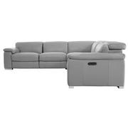 Charlie Light Gray Leather Power Reclining Sectional with 5PCS/3PWR  alternate image, 3 of 14 images.