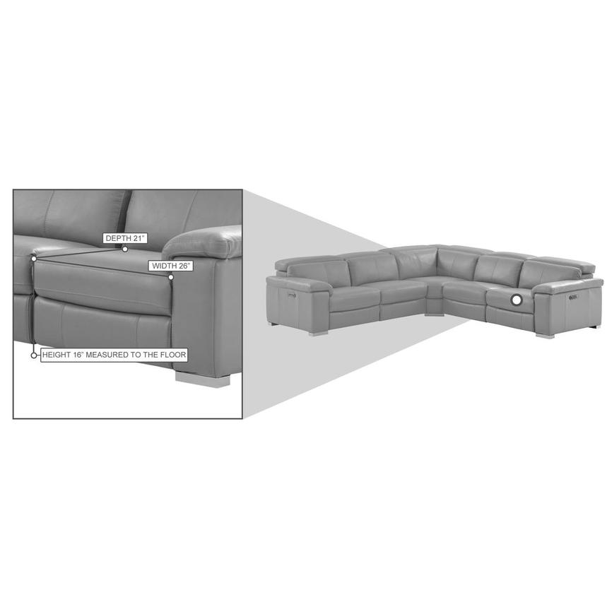 Charlie Light Gray Leather Power Reclining Sectional with 5PCS/3PWR  alternate image, 14 of 14 images.