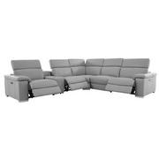 Charlie Light Gray Leather Power Reclining Sectional with 6PCS/3PWR  alternate image, 2 of 15 images.