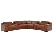 Gian Marco Tan Leather Power Reclining Sectional with 7PCS/3PWR  main image, 1 of 9 images.