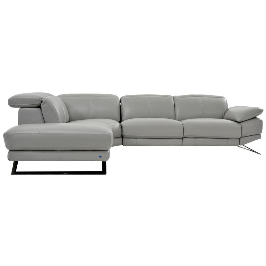 Toronto Silver Leather Power Reclining Sofa w/Left Chaise  alternate image, 4 of 8 images.