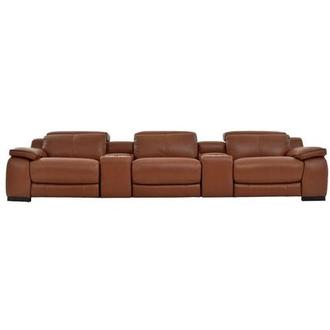 Gian Marco Tan Home Theater Leather Seating with 5PCS/2PWR