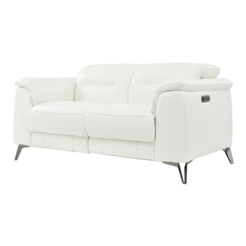 Anabel White Leather Power Reclining Loveseat  alternate image, 2 of 10 images.