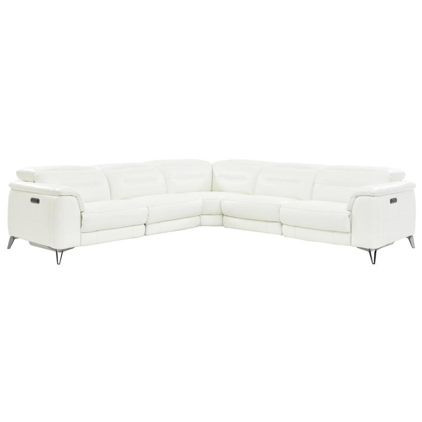 Anabel White Leather Power Reclining Sectional with 5PCS/3PWR  main image, 1 of 9 images.