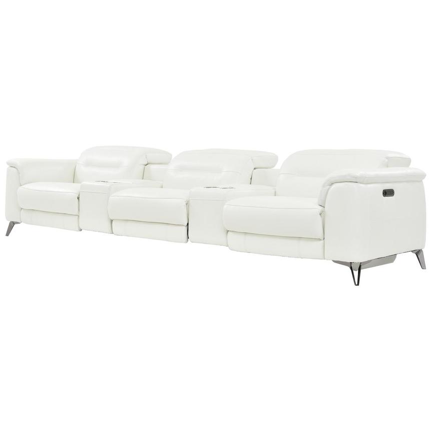 Anabel White Home Theater Leather Seating with 5PCS/2PWR  alternate image, 2 of 11 images.