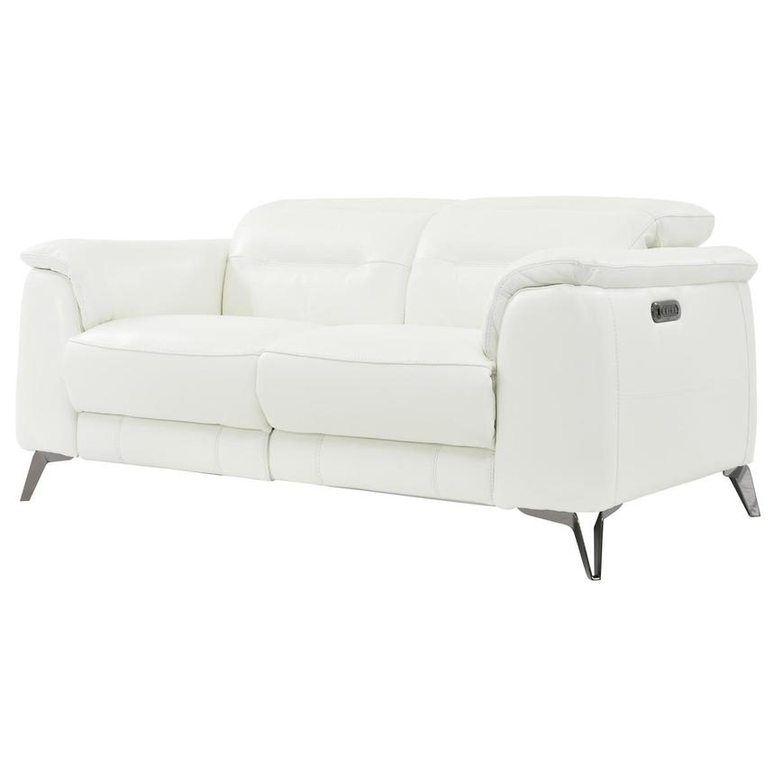 Anabel White Leather Power Reclining Sofa  alternate image, 2 of 10 images.