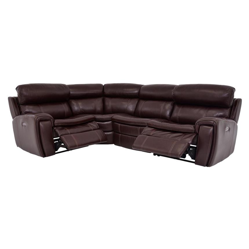 Napa Burgundy Leather Power Reclining Sectional with 4PCS/2PWR  alternate image, 2 of 8 images.
