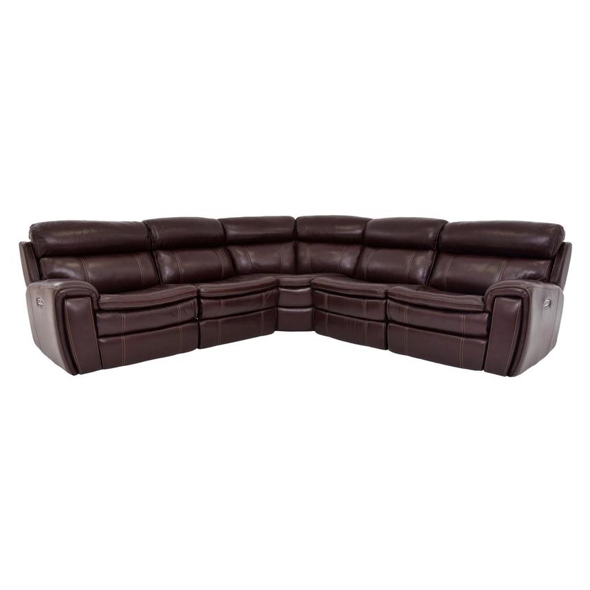 Napa Burgundy Leather Power Reclining Sectional with 5PCS/3PWR  main image, 1 of 8 images.