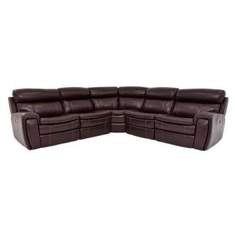 Napa Burgundy Leather Power Reclining Sectional with 5PCS/3PWR